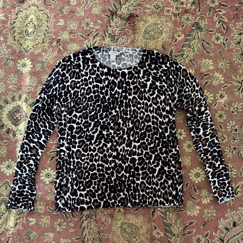 EUC - J. Crew Black and Brown Animal Print Sweater